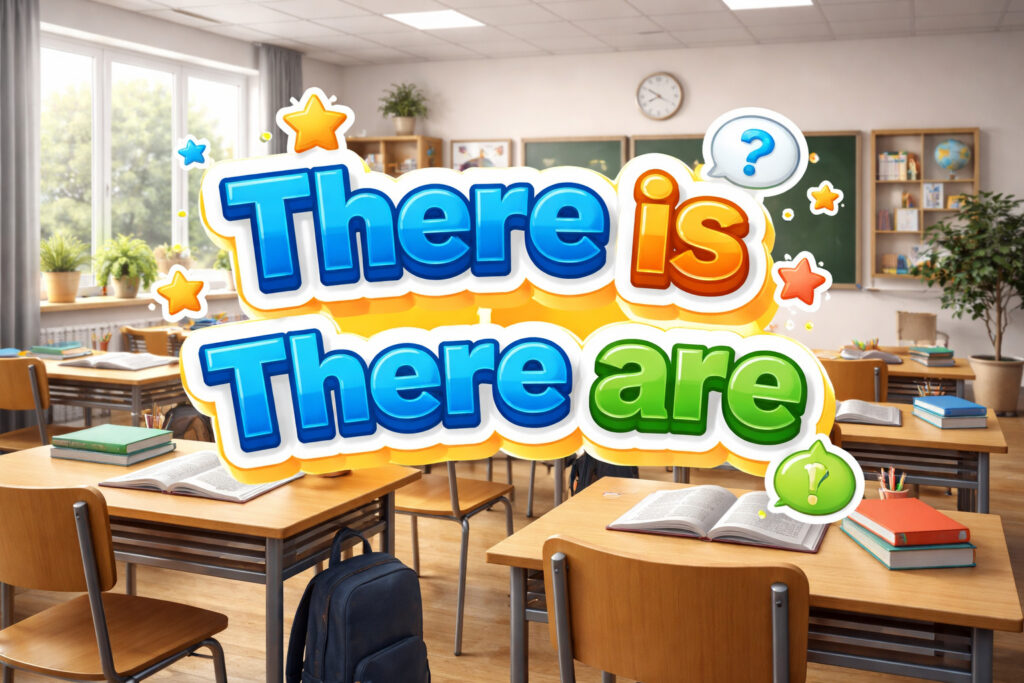 There is и There are: надпись в школьном классе