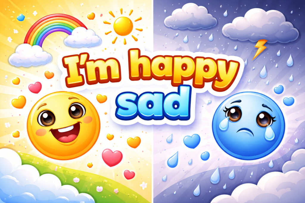 Эмоции на английском: смайлики happy и sad