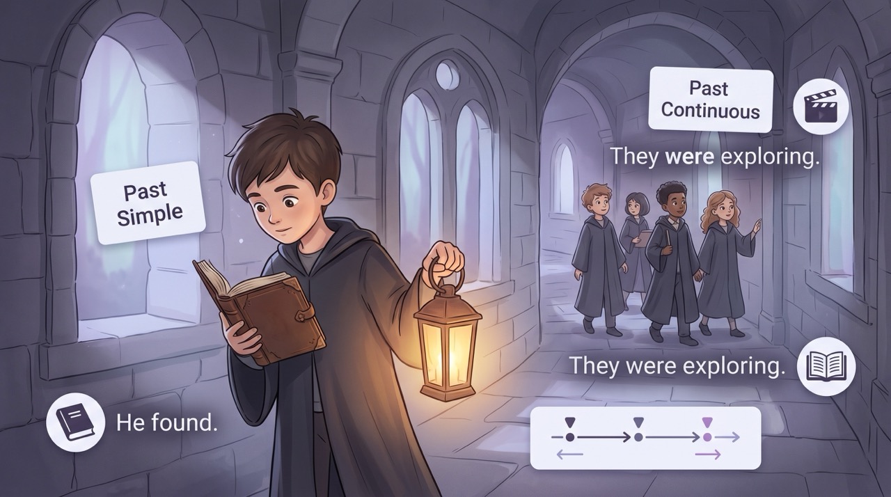 Иллюстрация к примеру Past Simple и Past Continuous по фильму Harry Potter