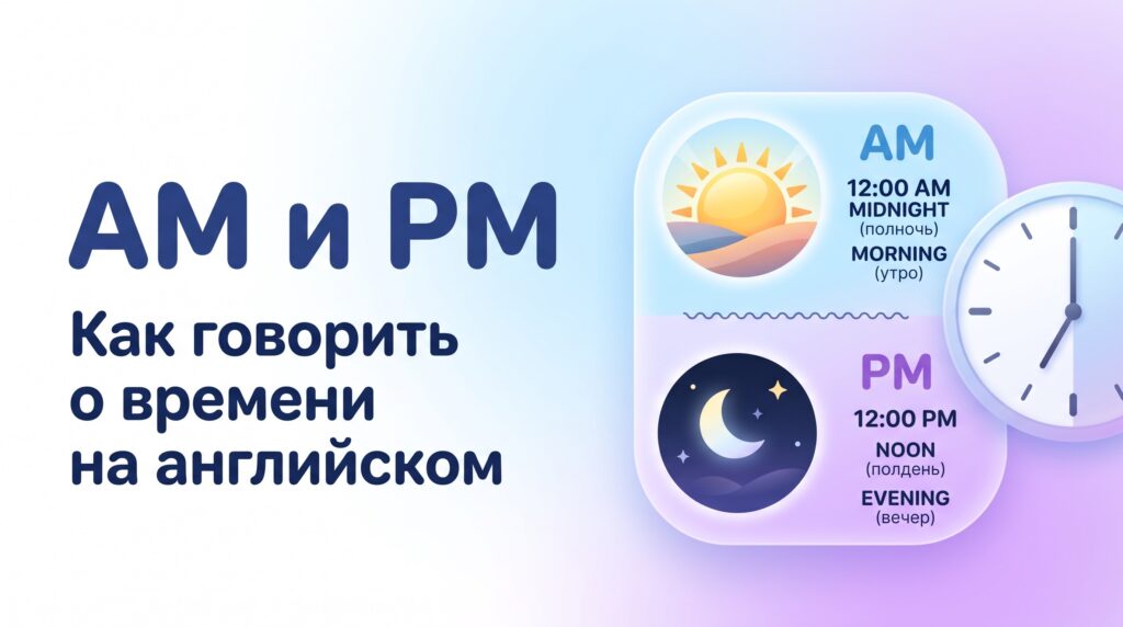 AM и PM в английском: обозначение времени суток на часах