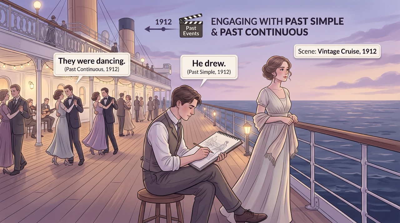 Иллюстрация к примеру Past Simple и Past Continuous по фильму Titanic