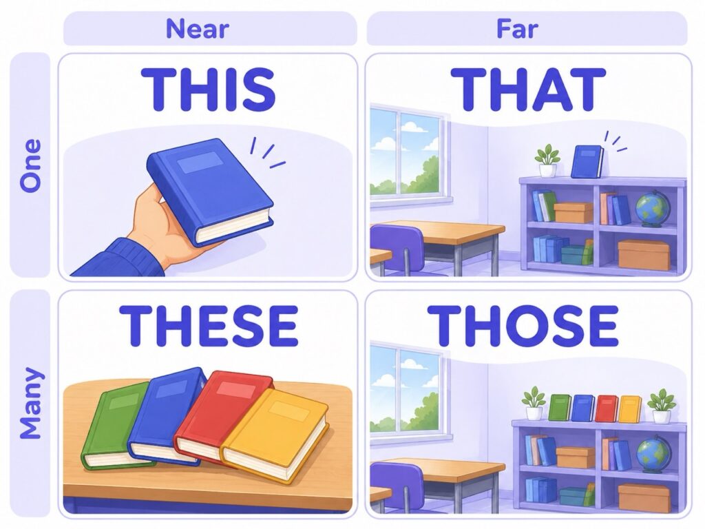 Таблица this that these those: близко и далеко, один и много