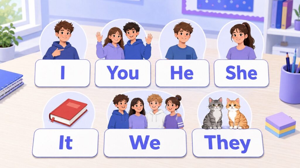 Личные местоимения в английском на карточках: I you he she it we they