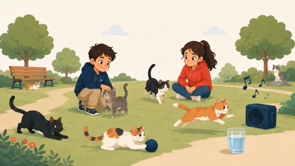 Кошки в парке — пример нулевого артикля: Cats are cute